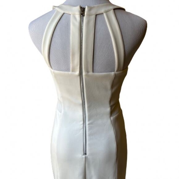 NWT GUESS Women Vintage Ivory Scuba Caged Cutout Strappy Side Mesh Dress. Size 4 - Picture 7 of 11